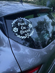 Paws On Board Heart Wreath Car Window Sticker