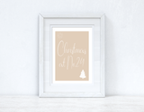 Christmas At No Beige Background 2021 Winter Christmas Seasonal Wall Home Decor Print