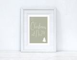 Christmas At No Sage Green Background 2021 Winter Christmas Seasonal Wall Home Decor Print