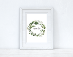 Custom Wording Watercolour Greenery Wreath Bedroom Home Kitchen Living Room Wall Decor Print