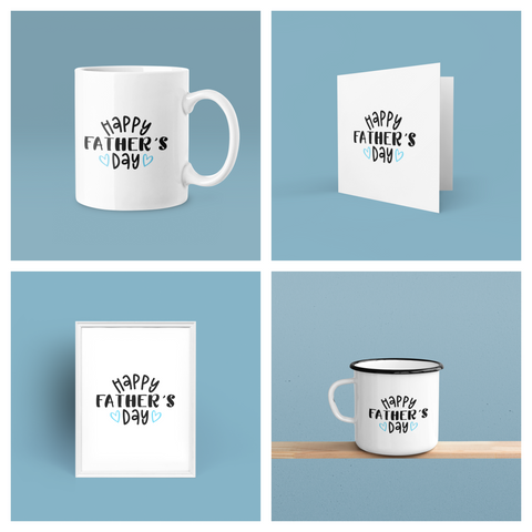 Personalised Happy Father's Day Blue Hearts Fathers Day Collection