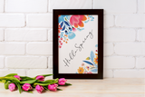 Hello Spring Floral Border 2024 Spring Easter Seasonal Wall Home Decor Print