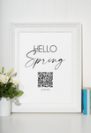 Personalised Hello Spring Simple Scan Me QR Code Wifi QR Scan Home Wall Decor Print