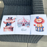 Personalised Name Circus Bear Lion Tent Children's Wall Bedroom Decor Set Of 3 Prints