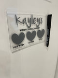 Personalised Name 10x15cm Magnetic Clear Acrylic Heart Whiteboard Weight Loss Journey Sign Plaque & Drywipe Pen