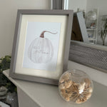 Hello Autumn White Pumpkin 2024 Seasonal Wall Home Decor Print