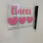 Personalised Name 10x15cm Magnetic Clear Acrylic Heart Whiteboard Weight Loss Journey Sign Plaque & Drywipe Pen