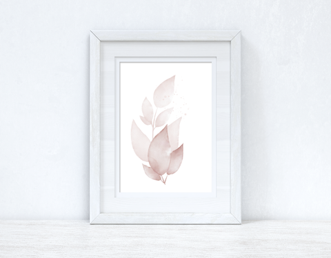 Natural Pinks Watercolour Leaves 5 Bedroom Home Wall Decor Print