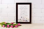 Spring Time List Fancy Font Floral Border 2024 Spring Easter Seasonal Wall Home Decor Print