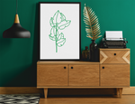 Swiss Cheese Stem Boho Green Boho Hippie Simple Home Wall Decor Print