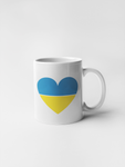 Ukraine Heart Flag Ceramic Mug - Donation To Ukraine Humanitarian Appeal