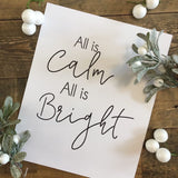 All Is Calm All Is Bright Winter Christmas Seasonal Wall Home Decor Print