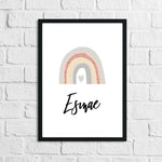 Personalised Rainbow Name Cloud Nursery Children's Room Wall Decor Print